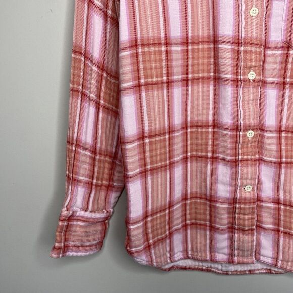 J CREW Shirt Womens 4 Pink Plaid Double-Weave Cotton Button-Up Classic-Fit - Picture 3 of 9